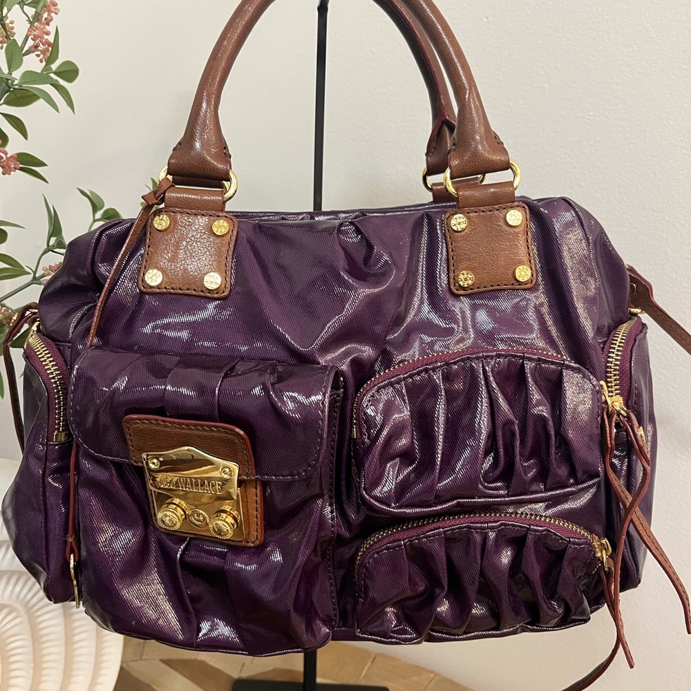 MZ Wallace Purple and Gold Satchel with lacquer Finish RARE